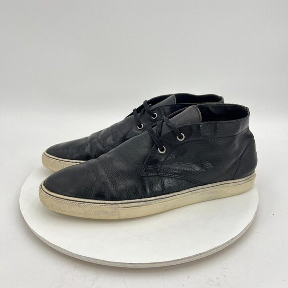 Barneys New York Men Size 9.5M Black Leather White Sole Chukka Ankle Shoes - Picture 1 of 15
